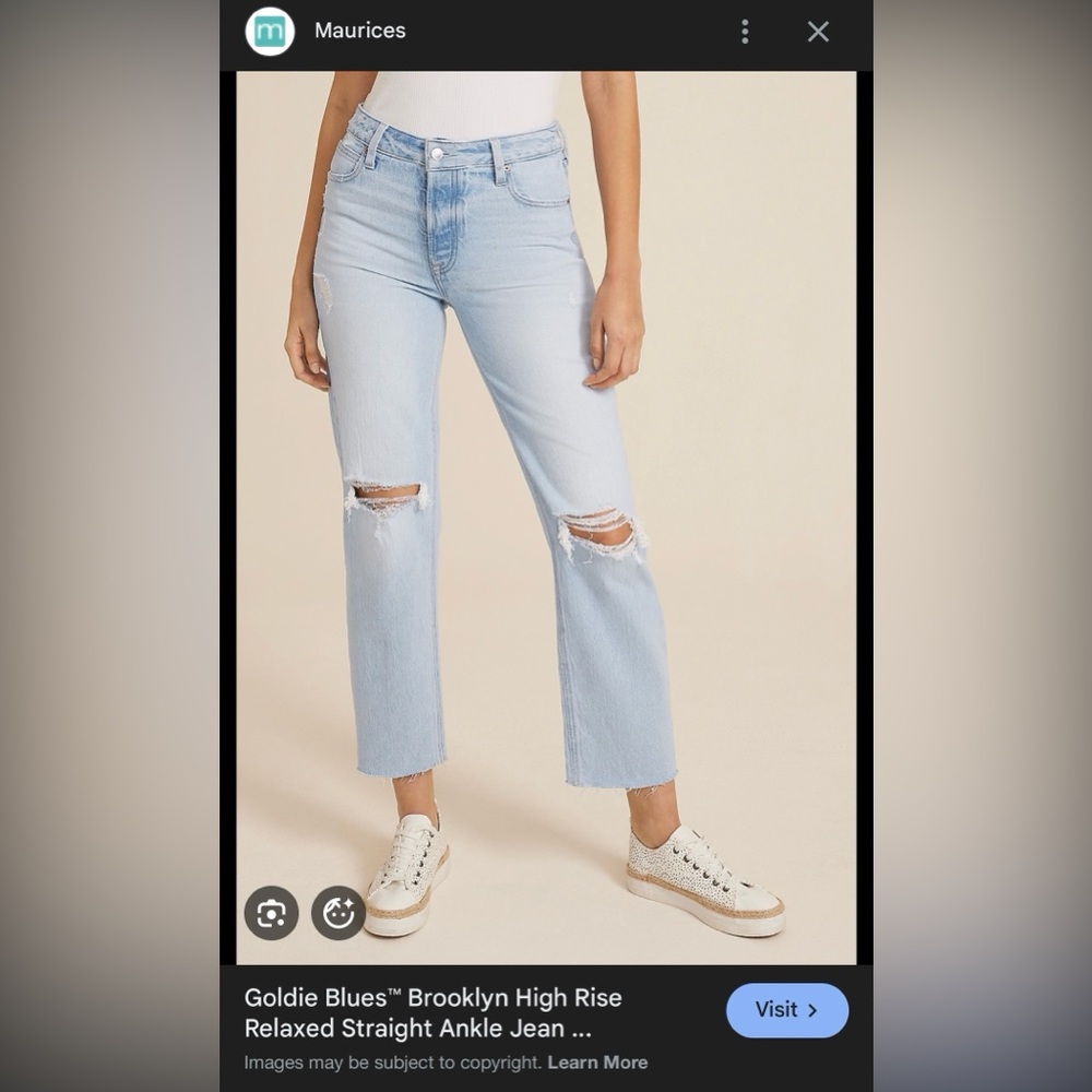 Maurices Sky Blue Distressed Boyfriend Jeans